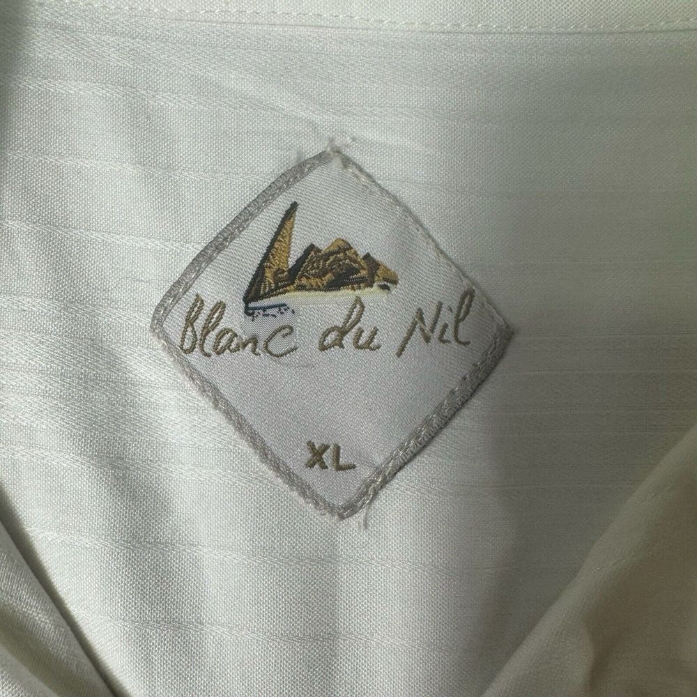 Blanc Du Nil Shirt Mens XL White Cotton‎ Hawaiian Tropical Resort Lightweight - Picture 3 of 8